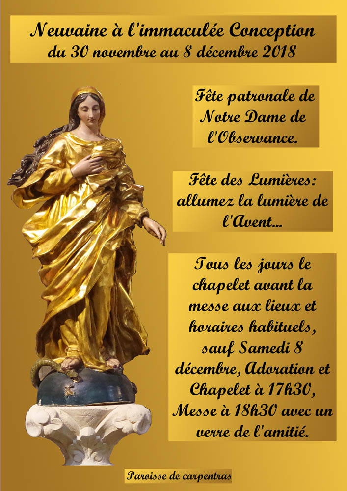 Neuvaine à l’immaculée Conception Paroisse de Carpentras