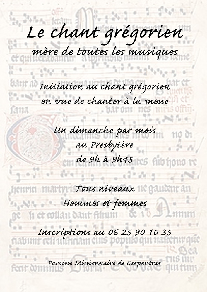 Initiation au chant grégorien 20 août 2020 Paroisse de Carpentras